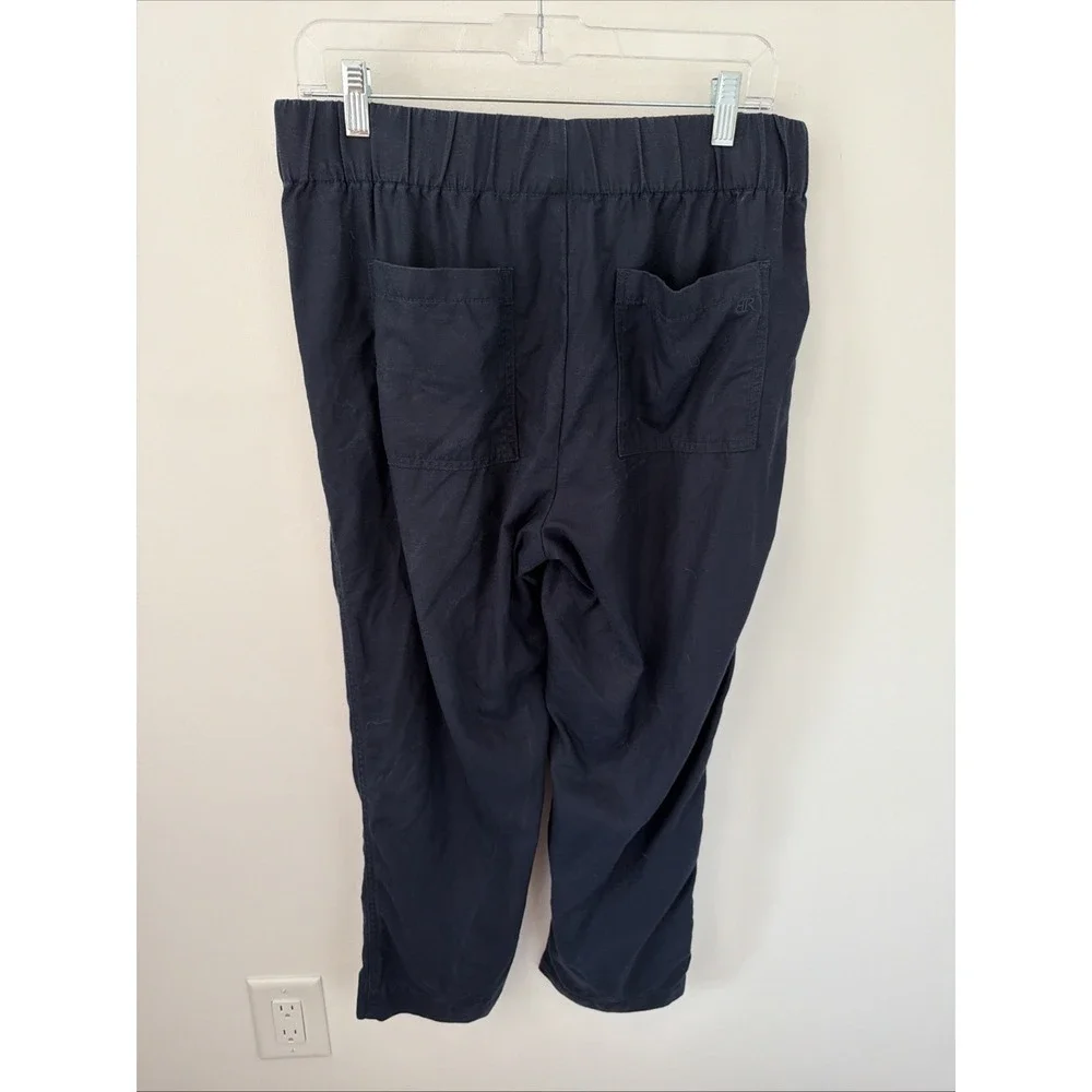 Banana Republic Cropped Pants Women Medium Navy Blue Excellent Lyocell Linen